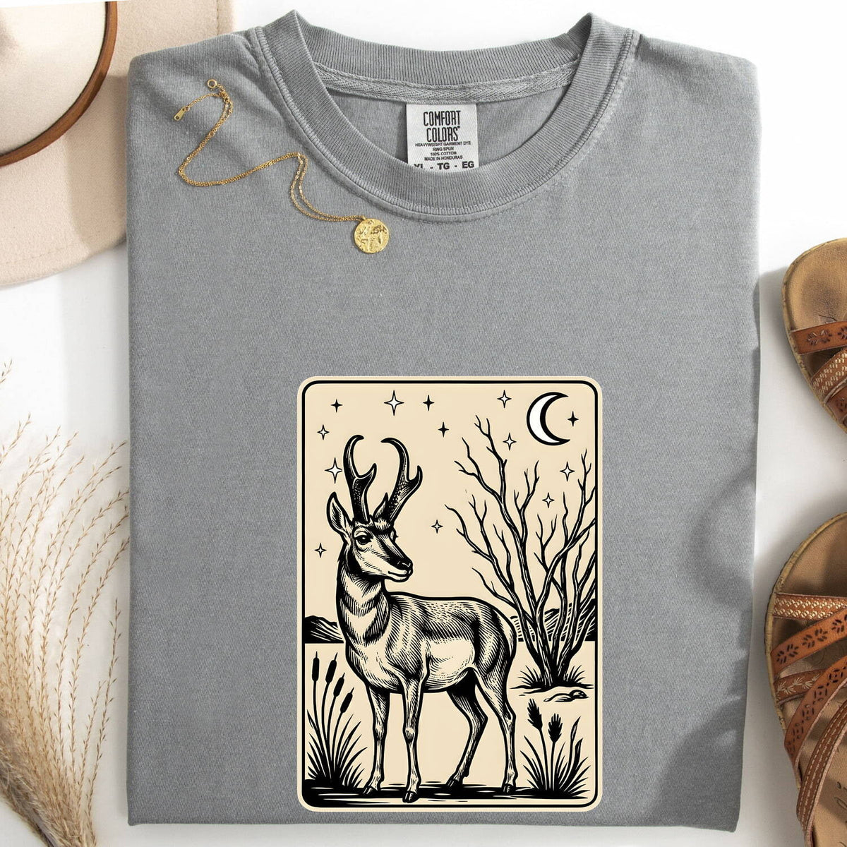 Vintage Deer Shirt, Moonlit Deer Tee, Woodland Animal Shirt, Nature Lover Gift, Rustic Wildlife Graphic Tee