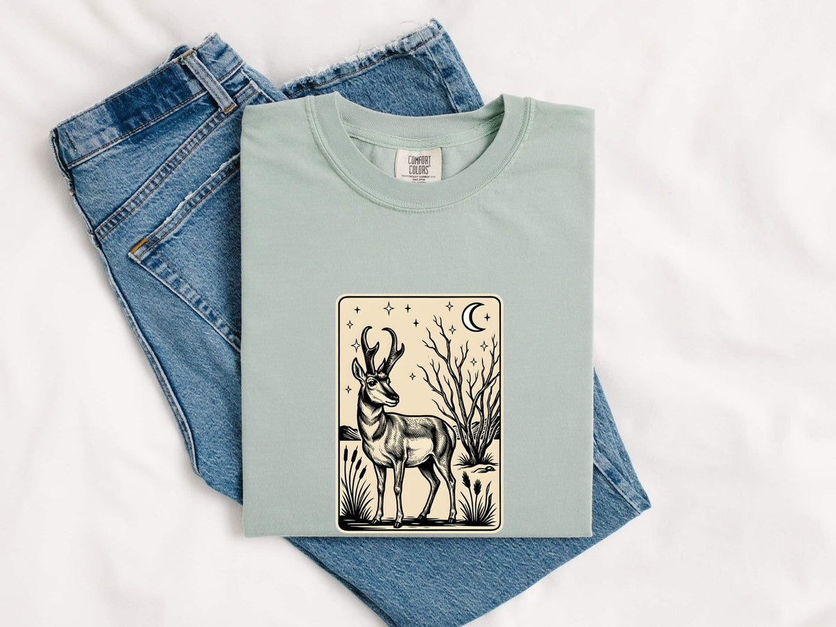 Vintage Deer Shirt, Moonlit Deer Tee, Woodland Animal Shirt, Nature Lover Gift, Rustic Wildlife Graphic Tee