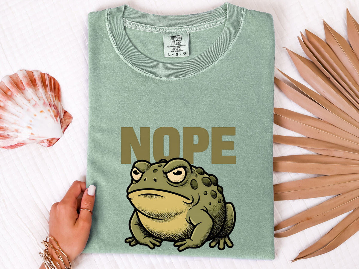 NOPE Frog Shirt, Funny Frog Tee, Sarcastic Toad Shirt, Grumpy Frog Graphic Tee, Frog Lover Gift