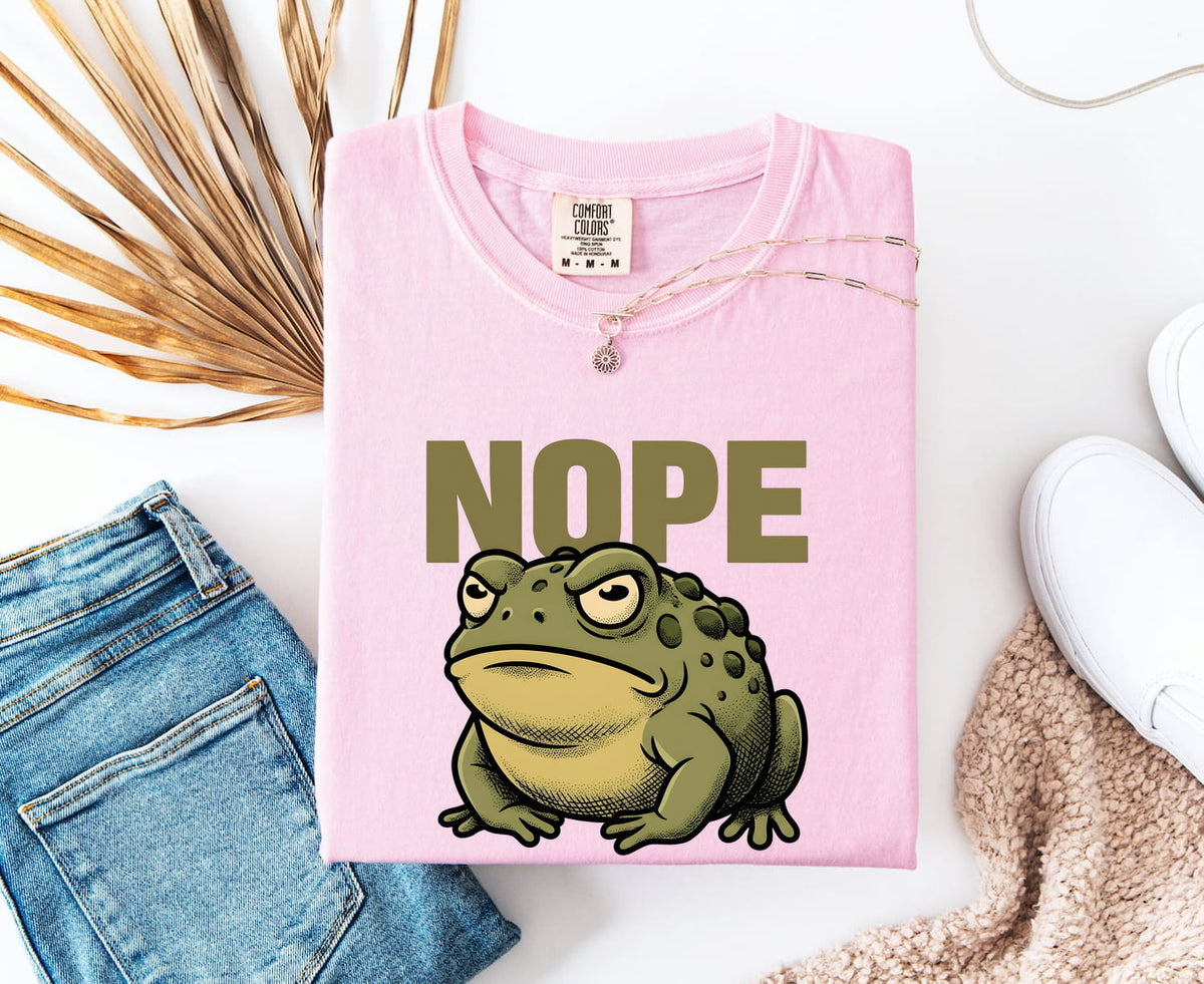 NOPE Frog Shirt, Funny Frog Tee, Sarcastic Toad Shirt, Grumpy Frog Graphic Tee, Frog Lover Gift