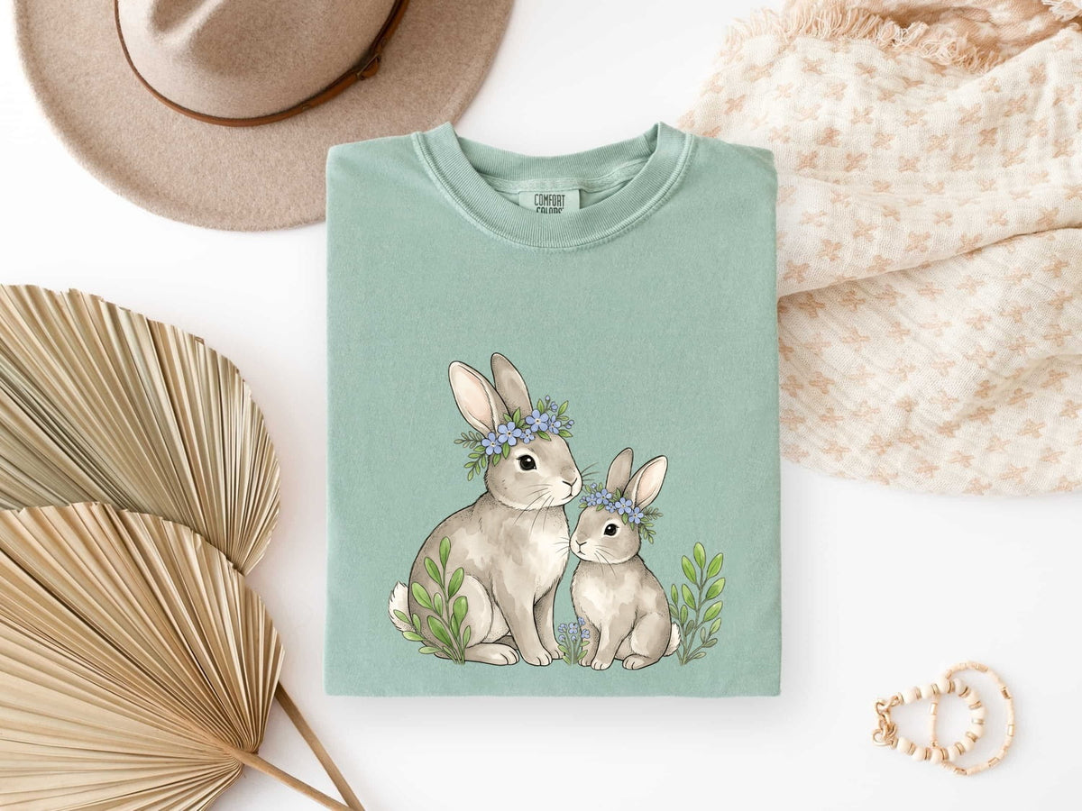 Cute Bunny Shirt, Floral Rabbit Tee, Cottagecore Bunny Shirt, Rabbit Lover Gift, Spring Floral Tee for Women
