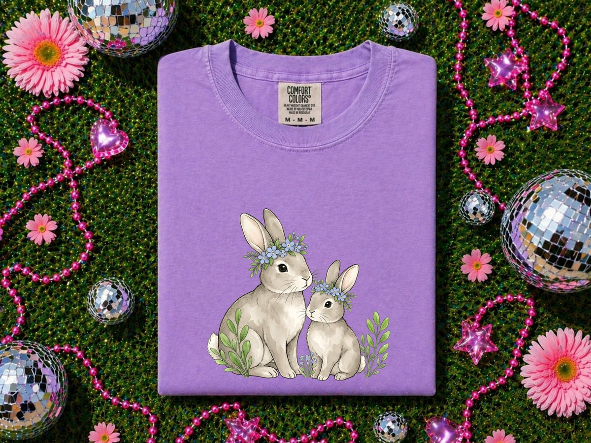 Cute Bunny Shirt, Floral Rabbit Tee, Cottagecore Bunny Shirt, Rabbit Lover Gift, Spring Floral Tee for Women