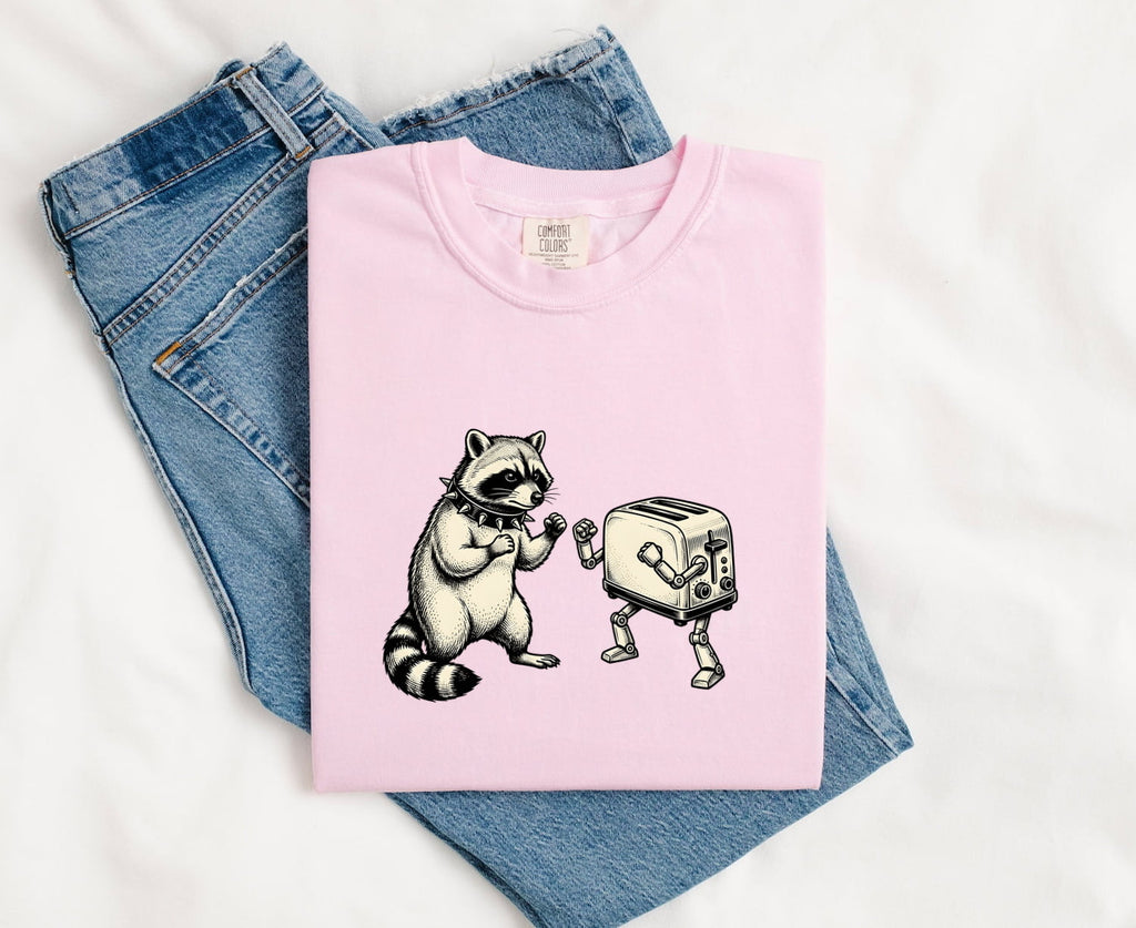 Funny Raccoon Shirt, Raccoon and Toaster Tee, Weird Animal Graphic Shirt, Retro Raccoon Tee, Quirky Gift for Her