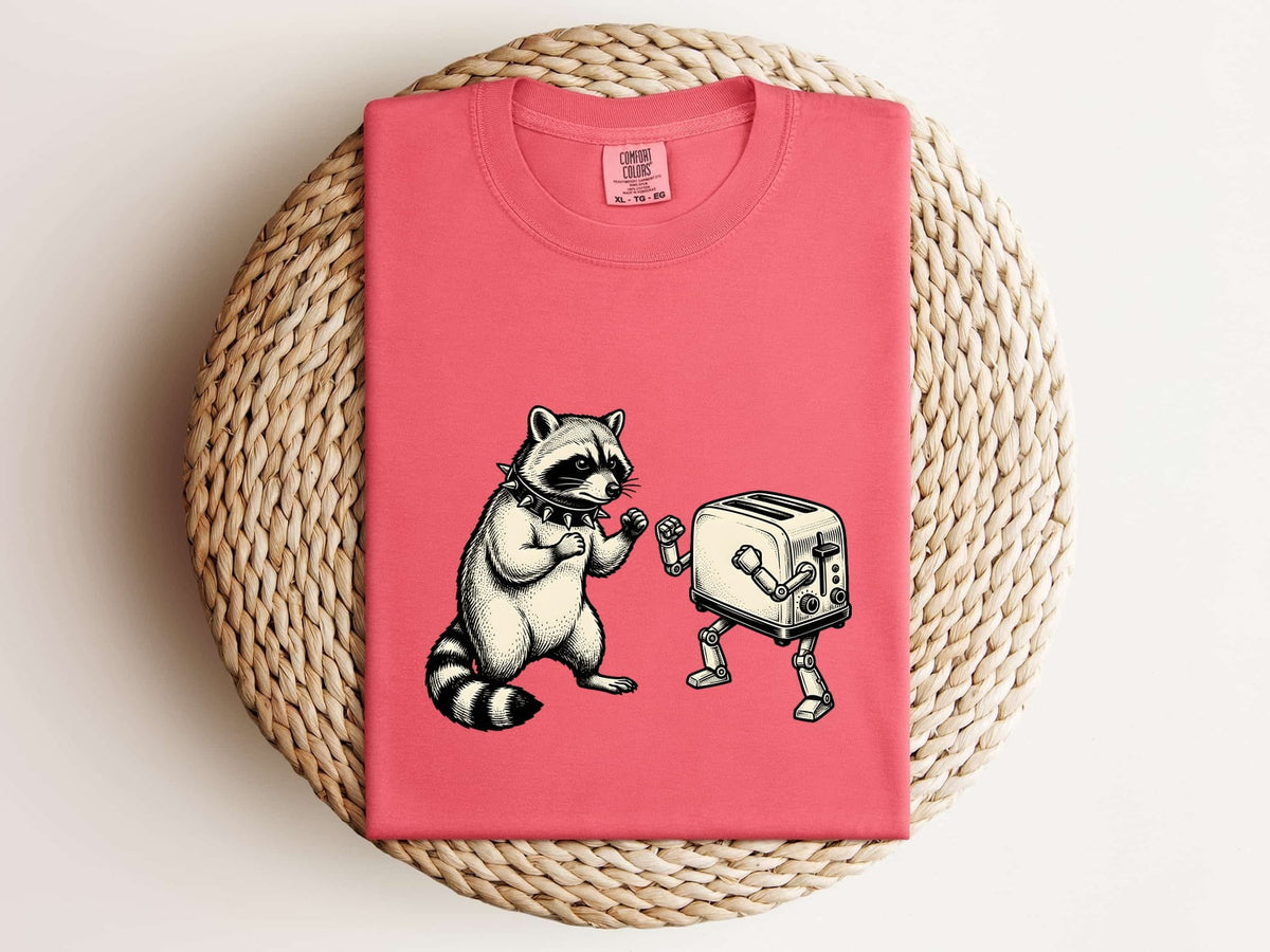 Funny Raccoon Shirt, Raccoon and Toaster Tee, Weird Animal Graphic Shirt, Retro Raccoon Tee, Quirky Gift for Her