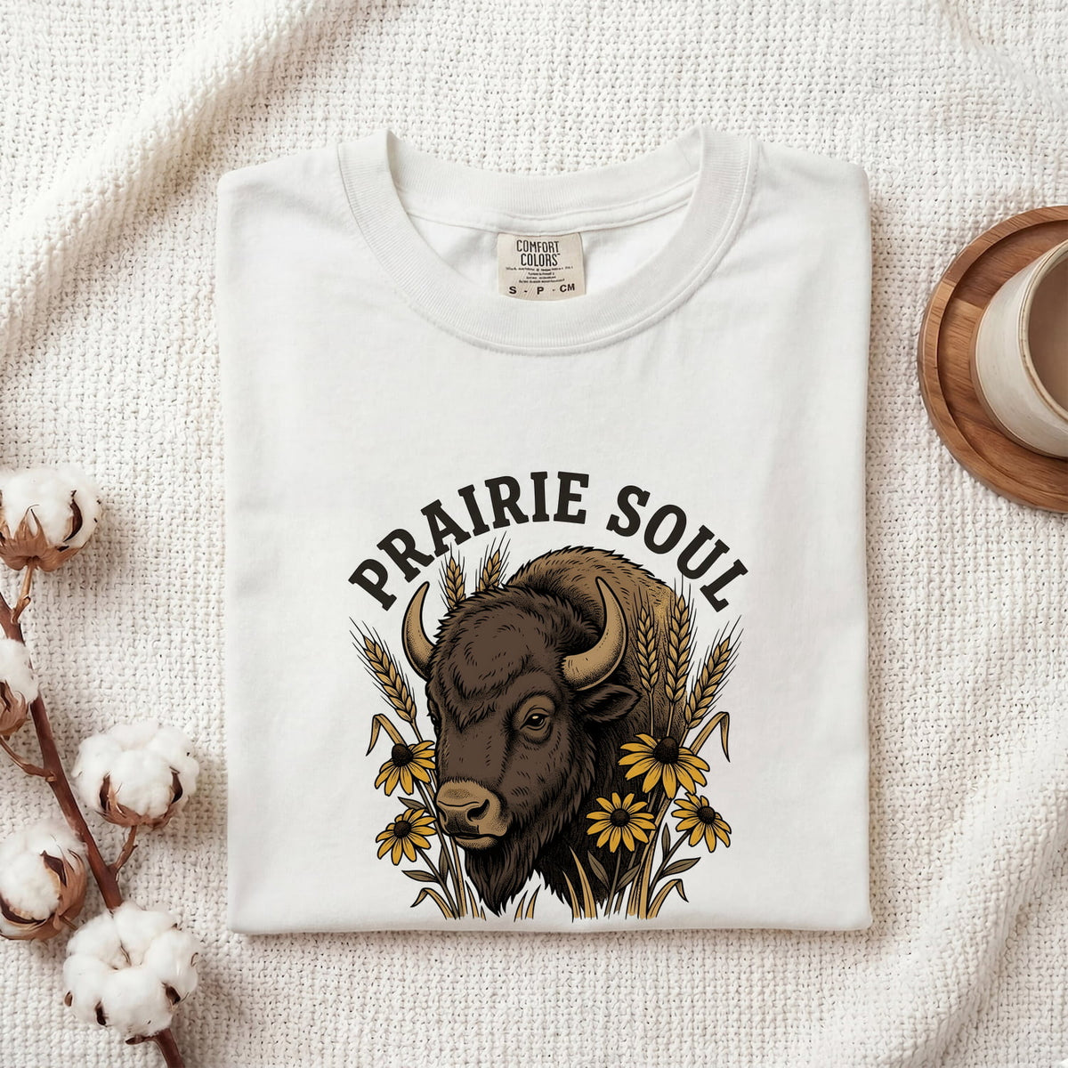 Prairie Soul Bison Shirt, Western Graphic Tee, Sunflower Bison Shirt, Cowgirl Western Tee, Rustic Prairie Gift