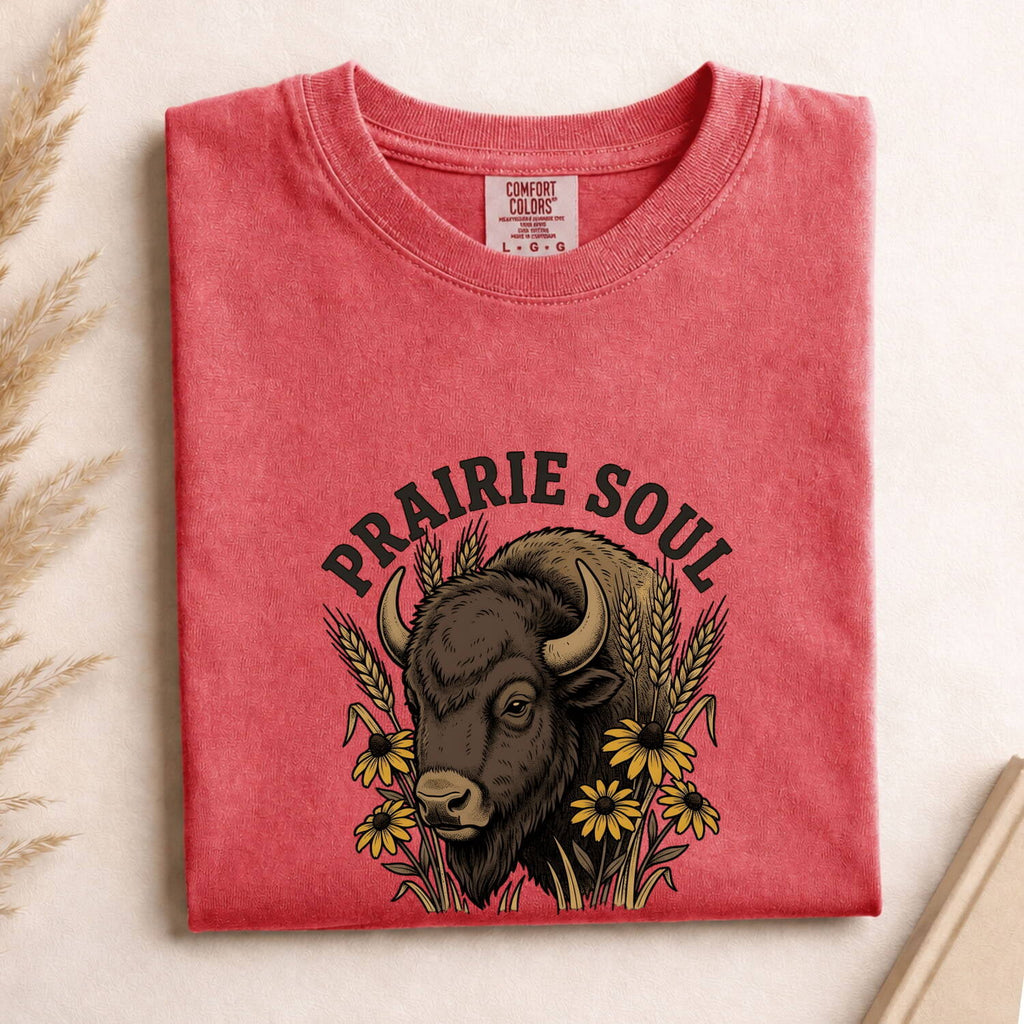 Prairie Soul Bison Shirt, Western Graphic Tee, Sunflower Bison Shirt, Cowgirl Western Tee, Rustic Prairie Gift