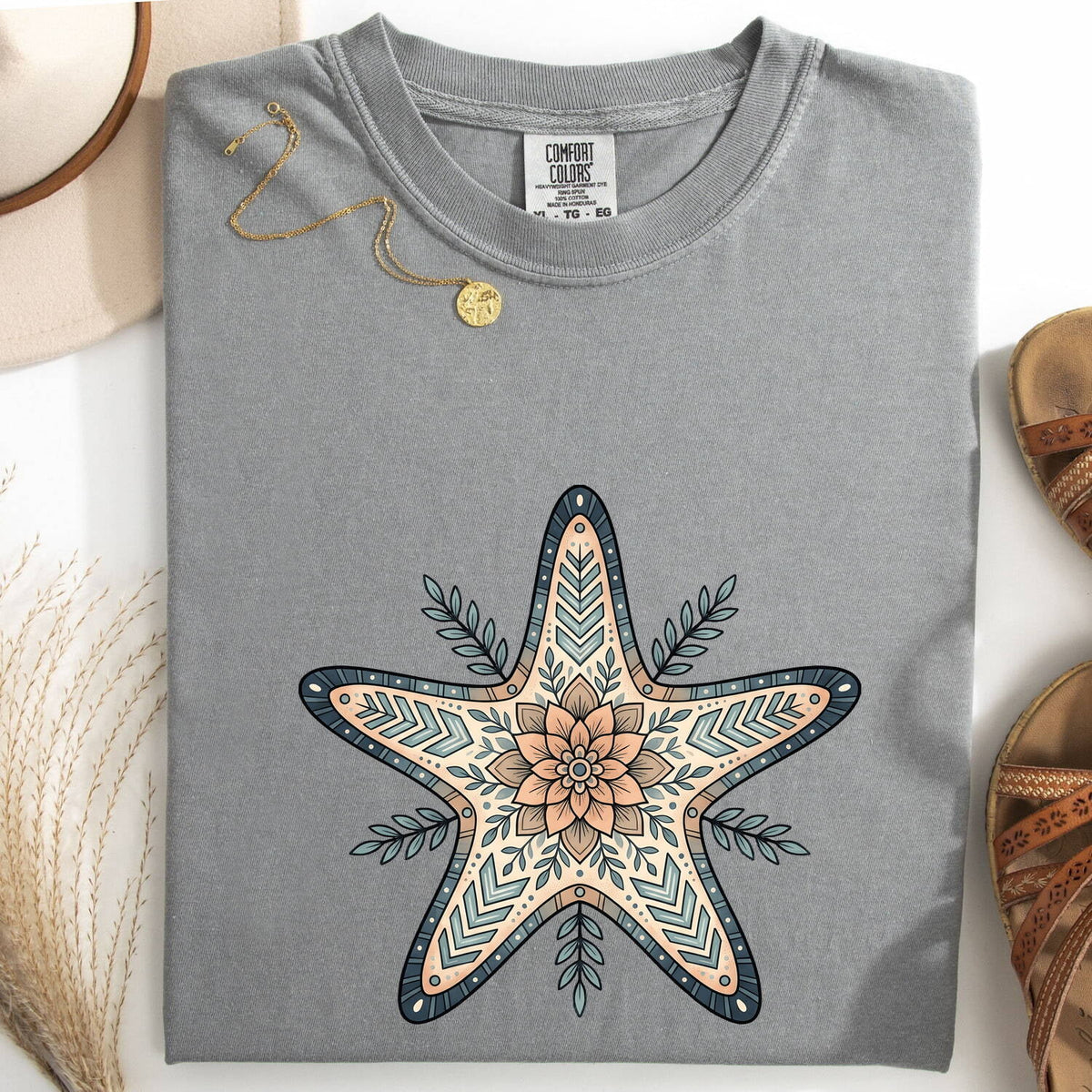 Starfish Shirt, Coastal Beach Tee, Boho Sea Star Graphic Shirt, Ocean Lover Tee, Beach Lover Gift for Women