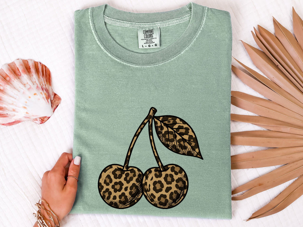 Leopard Cherry Shirt – Animal Print Cherry Graphic Tee