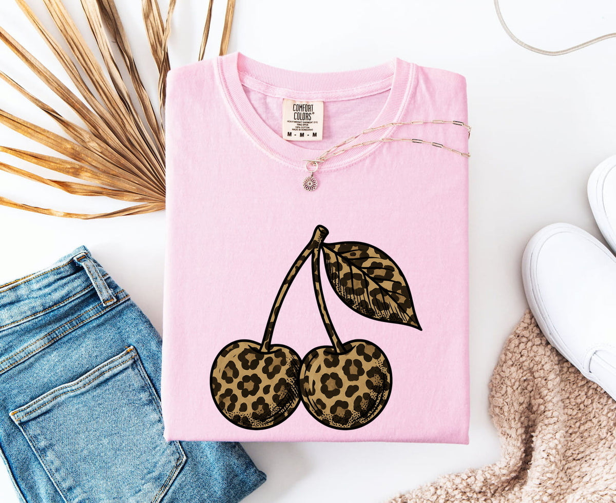 Leopard Cherry Shirt – Animal Print Cherry Graphic Tee