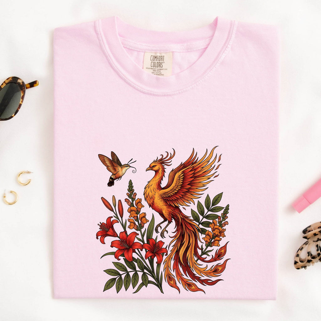 Floral Phoenix Shirt – Mythical Bird & Rebirth Graphic Tee