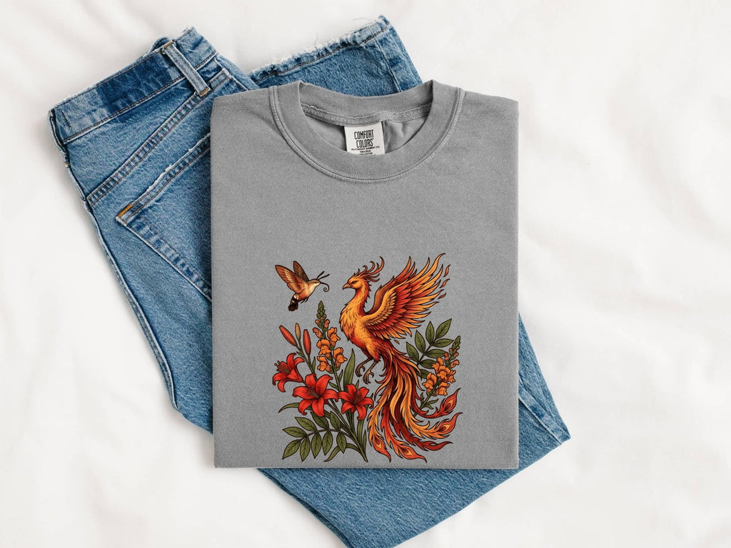 Floral Phoenix Shirt – Mythical Bird & Rebirth Graphic Tee