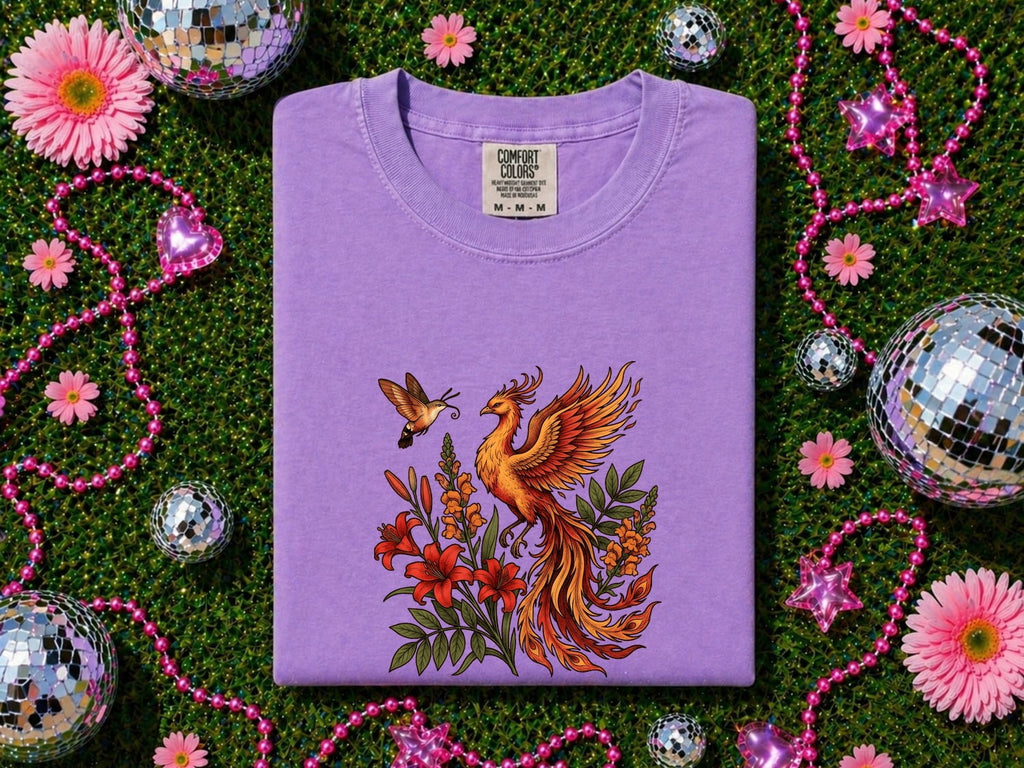 Floral Phoenix Shirt – Mythical Bird & Rebirth Graphic Tee