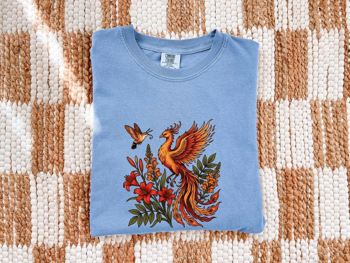 Floral Phoenix Shirt – Mythical Bird & Rebirth Graphic Tee