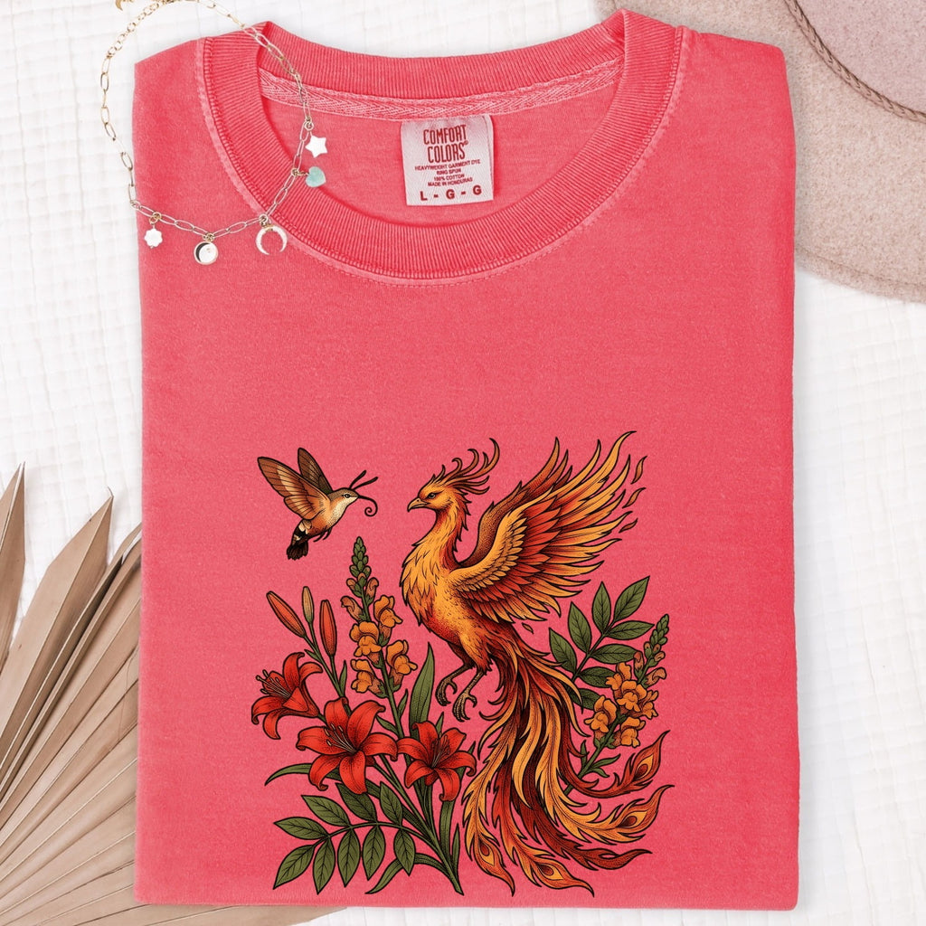 Floral Phoenix Shirt – Mythical Bird & Rebirth Graphic Tee