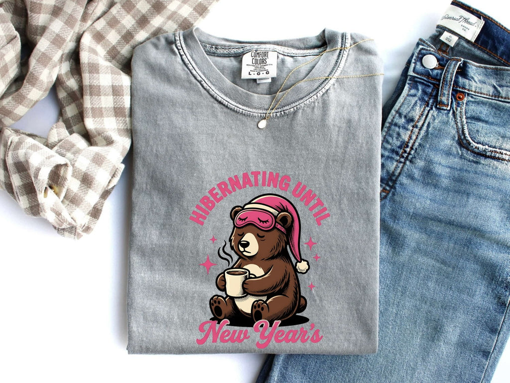 Hibernating Until New Year's Bear Shirt – Funny Winter Coffee Tee