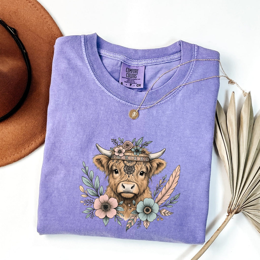 Floral Highland Cow Shirt – Western Cow Graphic Tee