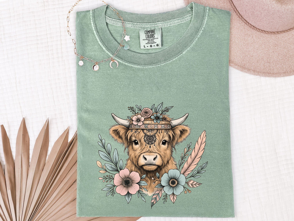 Floral Highland Cow Shirt – Western Cow Graphic Tee