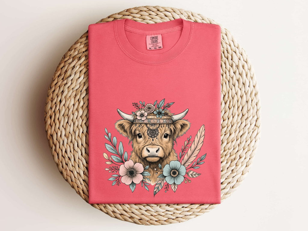 Floral Highland Cow Shirt – Western Cow Graphic Tee