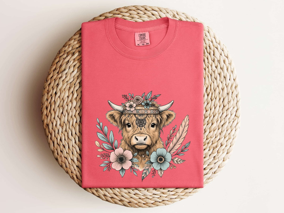 Floral Highland Cow Shirt – Western Cow Graphic Tee