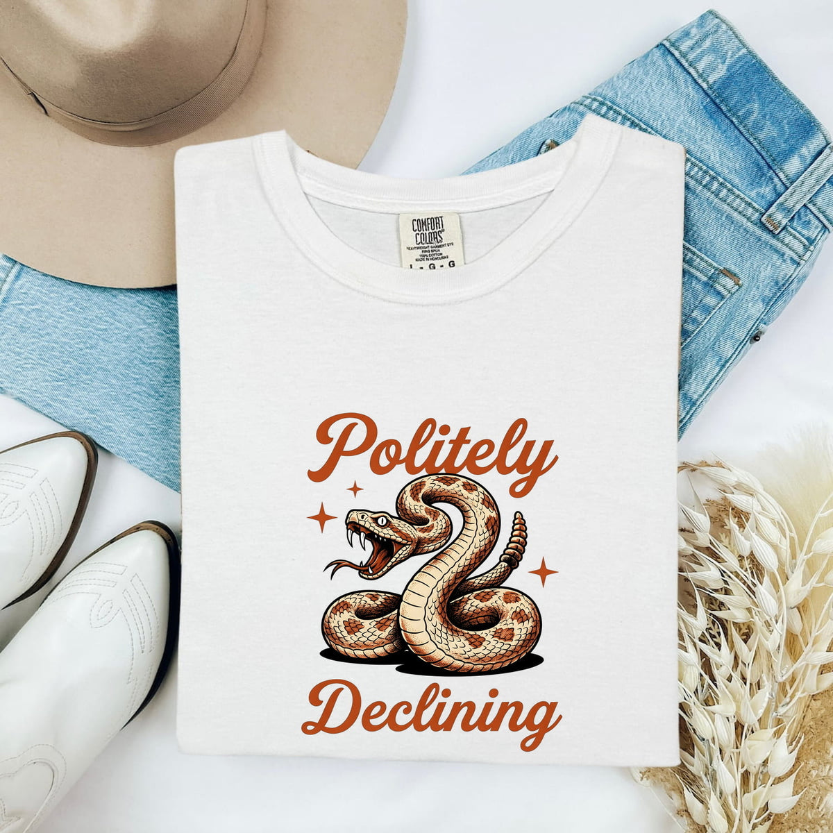 Politely Declining Shirt – Funny Rattlesnake Graphic Tee