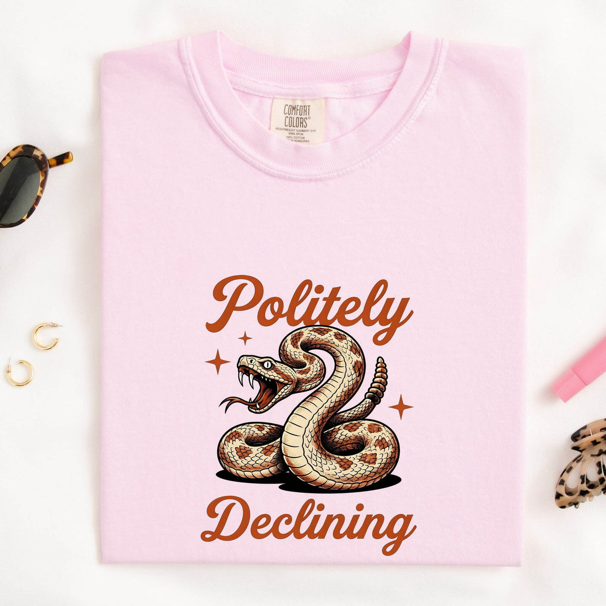 Politely Declining Shirt – Funny Rattlesnake Graphic Tee