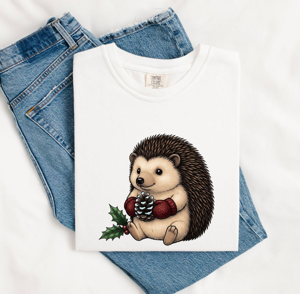 Christmas Hedgehog Shirt – Cute Woodland Holiday Graphic Tee