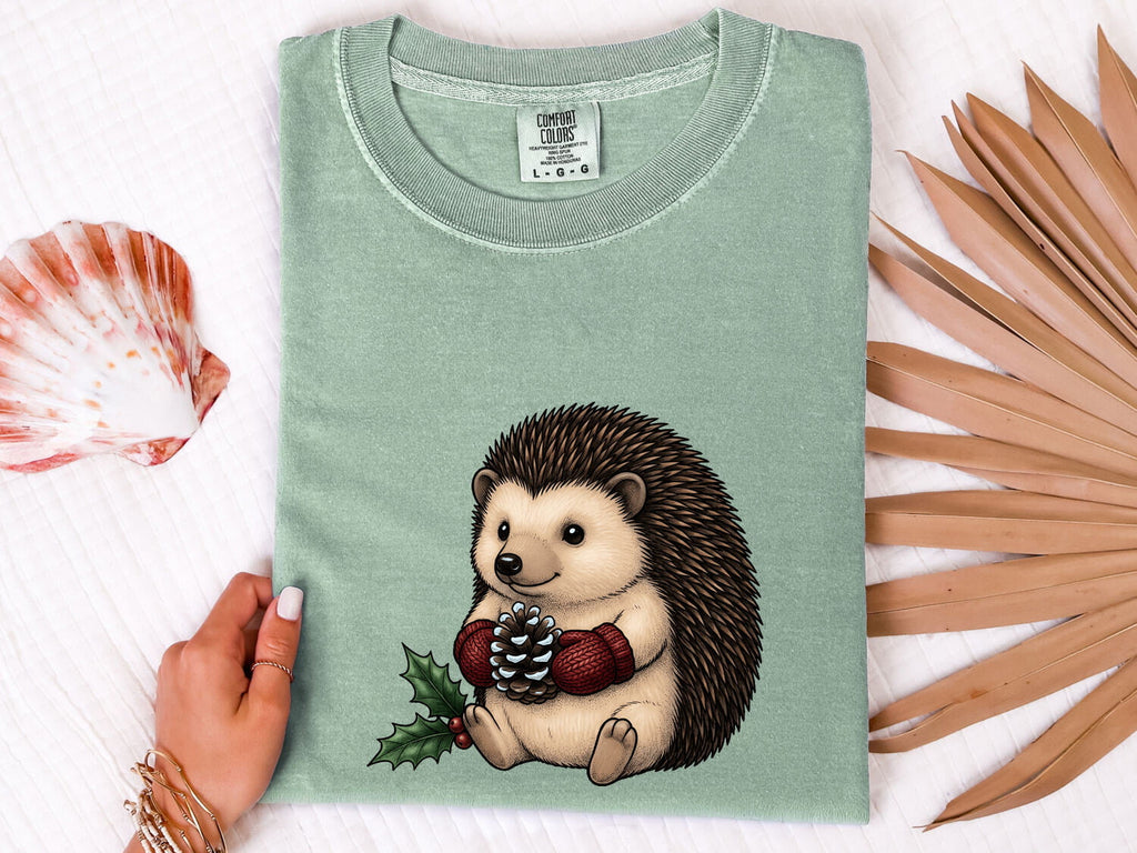 Christmas Hedgehog Shirt – Cute Woodland Holiday Graphic Tee