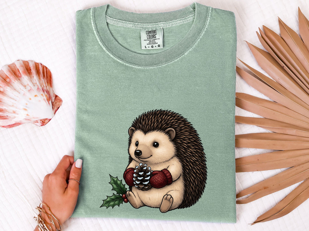 Christmas Hedgehog Shirt – Cute Woodland Holiday Graphic Tee
