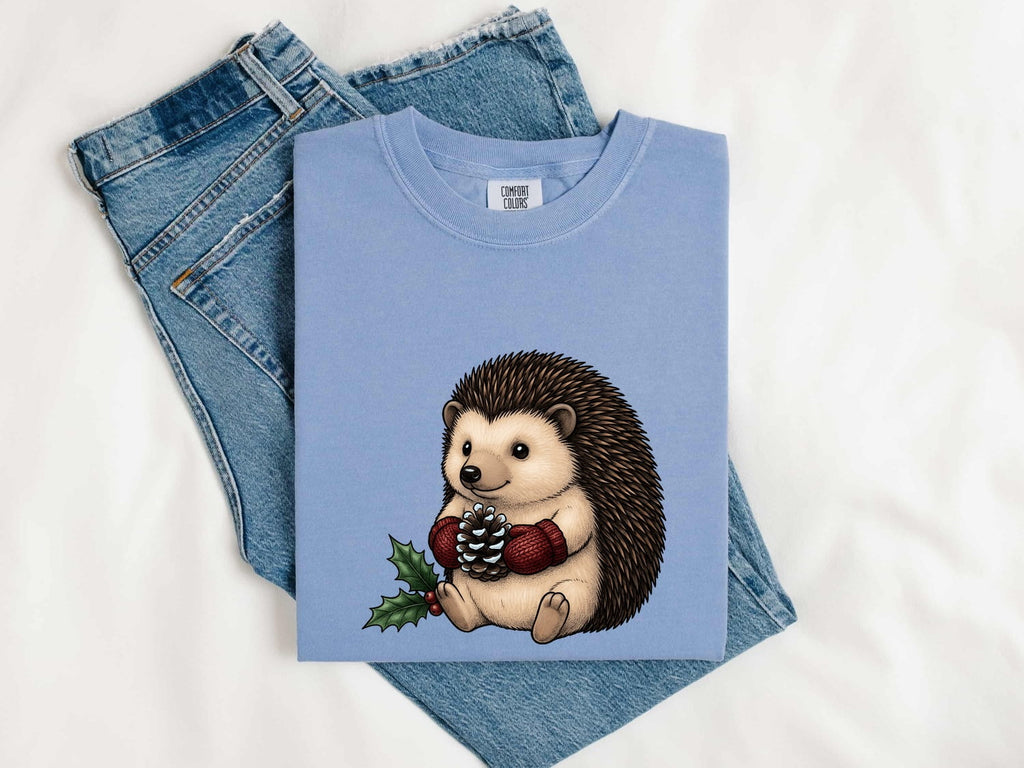 Christmas Hedgehog Shirt – Cute Woodland Holiday Graphic Tee