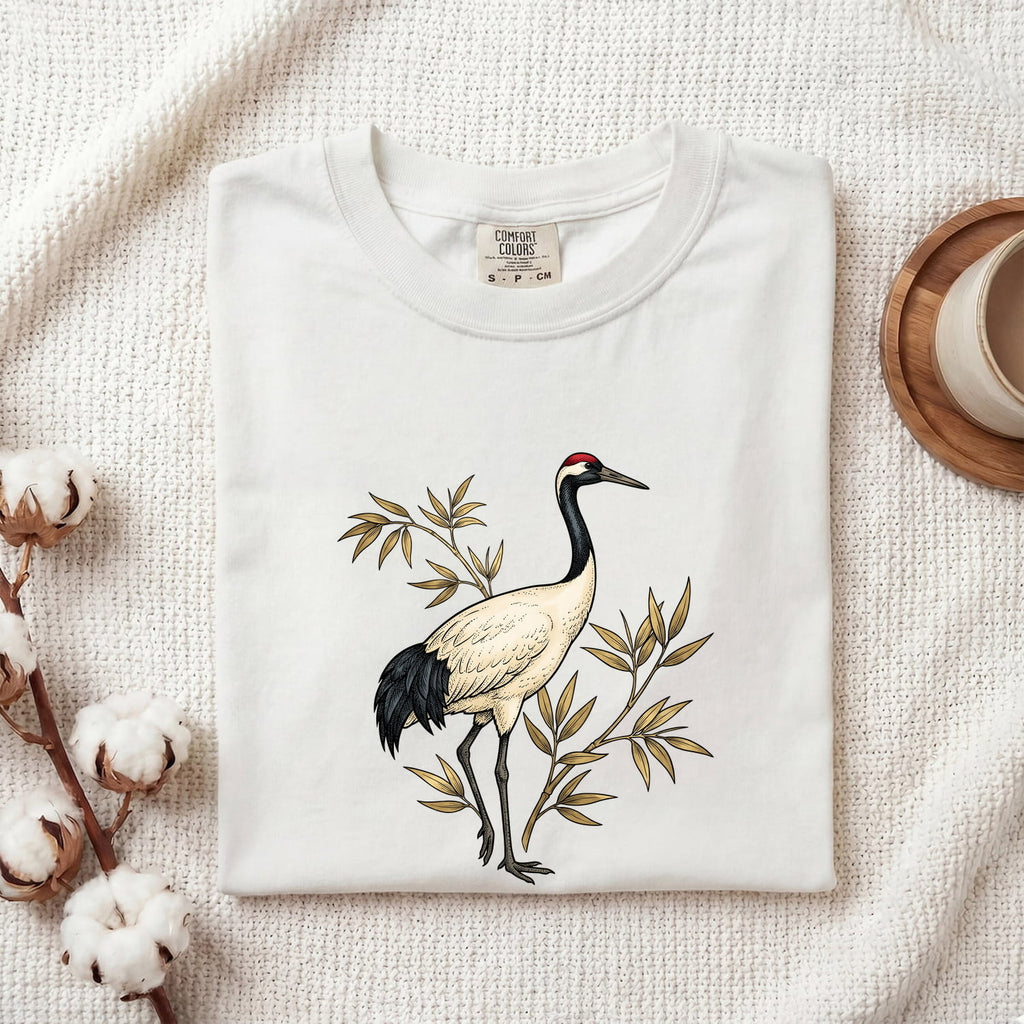 Red-Crowned Crane Botanical Shirt