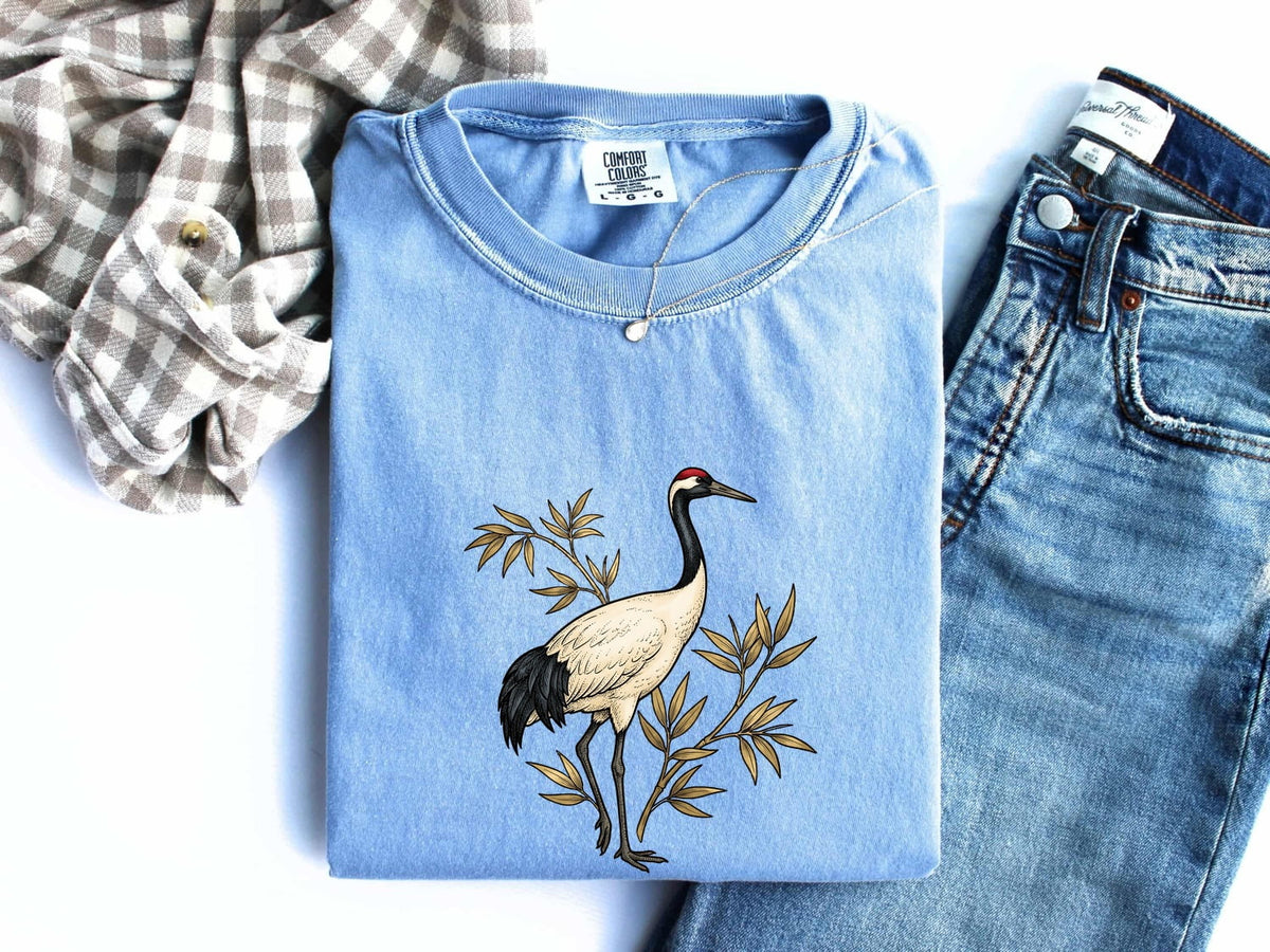 Red-Crowned Crane Botanical Shirt