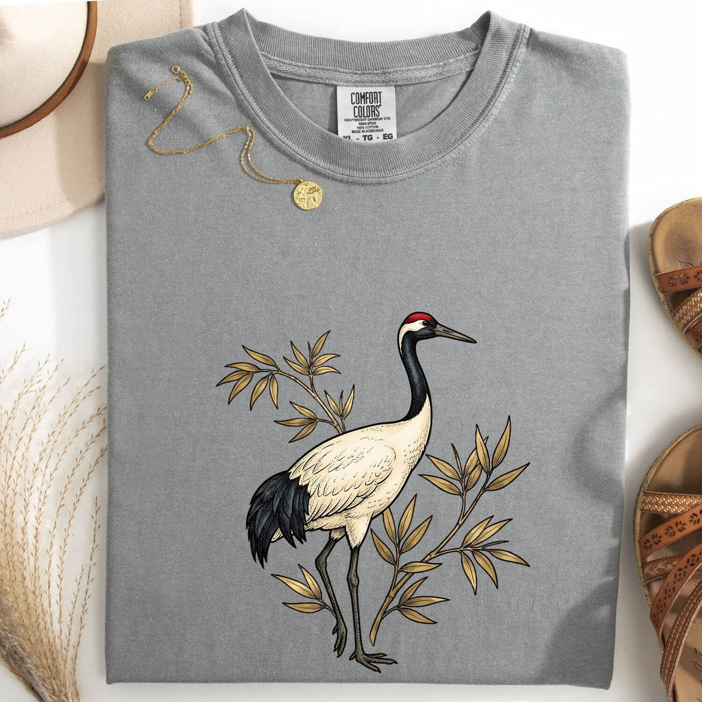 Red-Crowned Crane Botanical Shirt