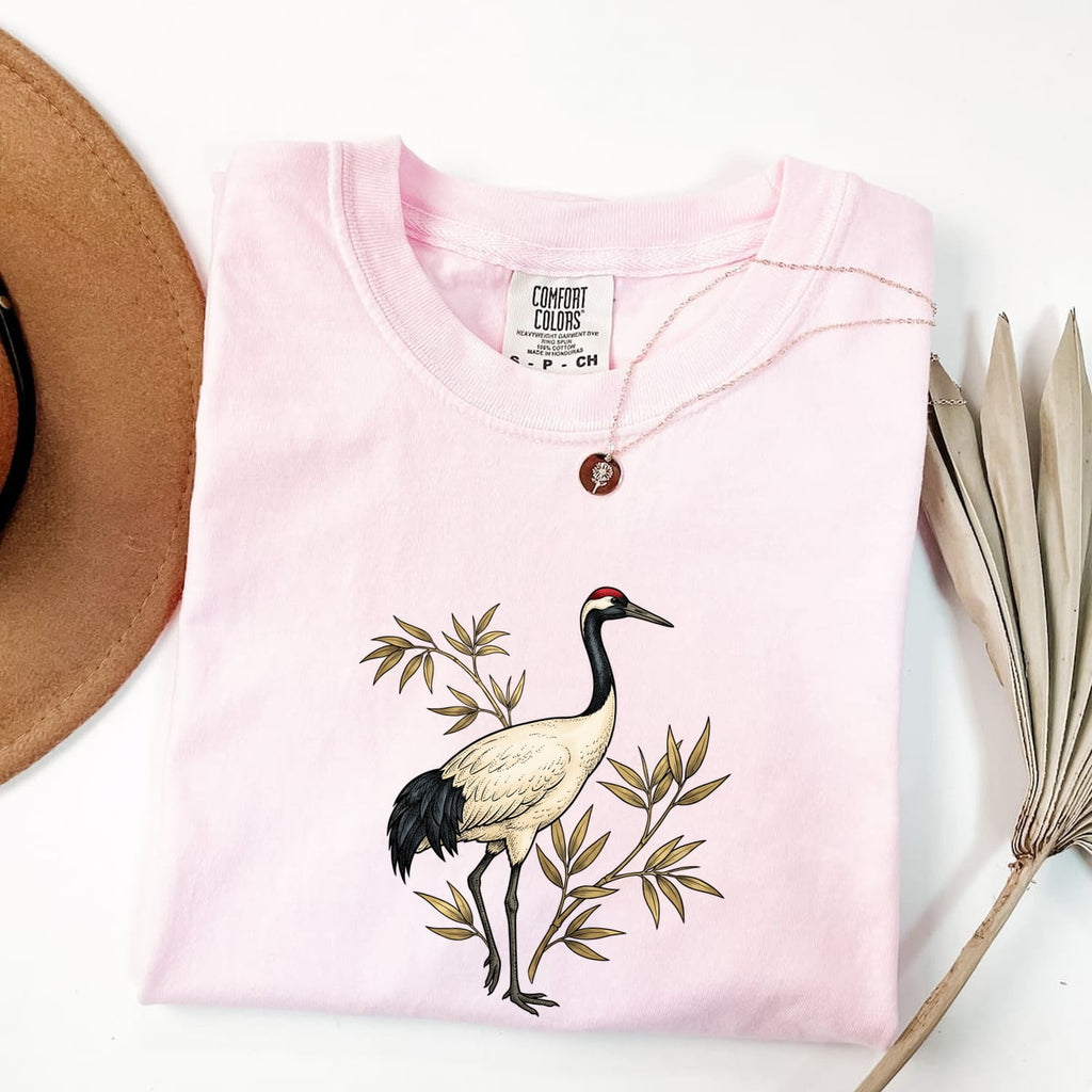 Red-Crowned Crane Botanical Shirt
