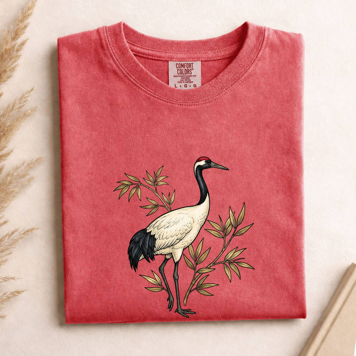 Red-Crowned Crane Botanical Shirt