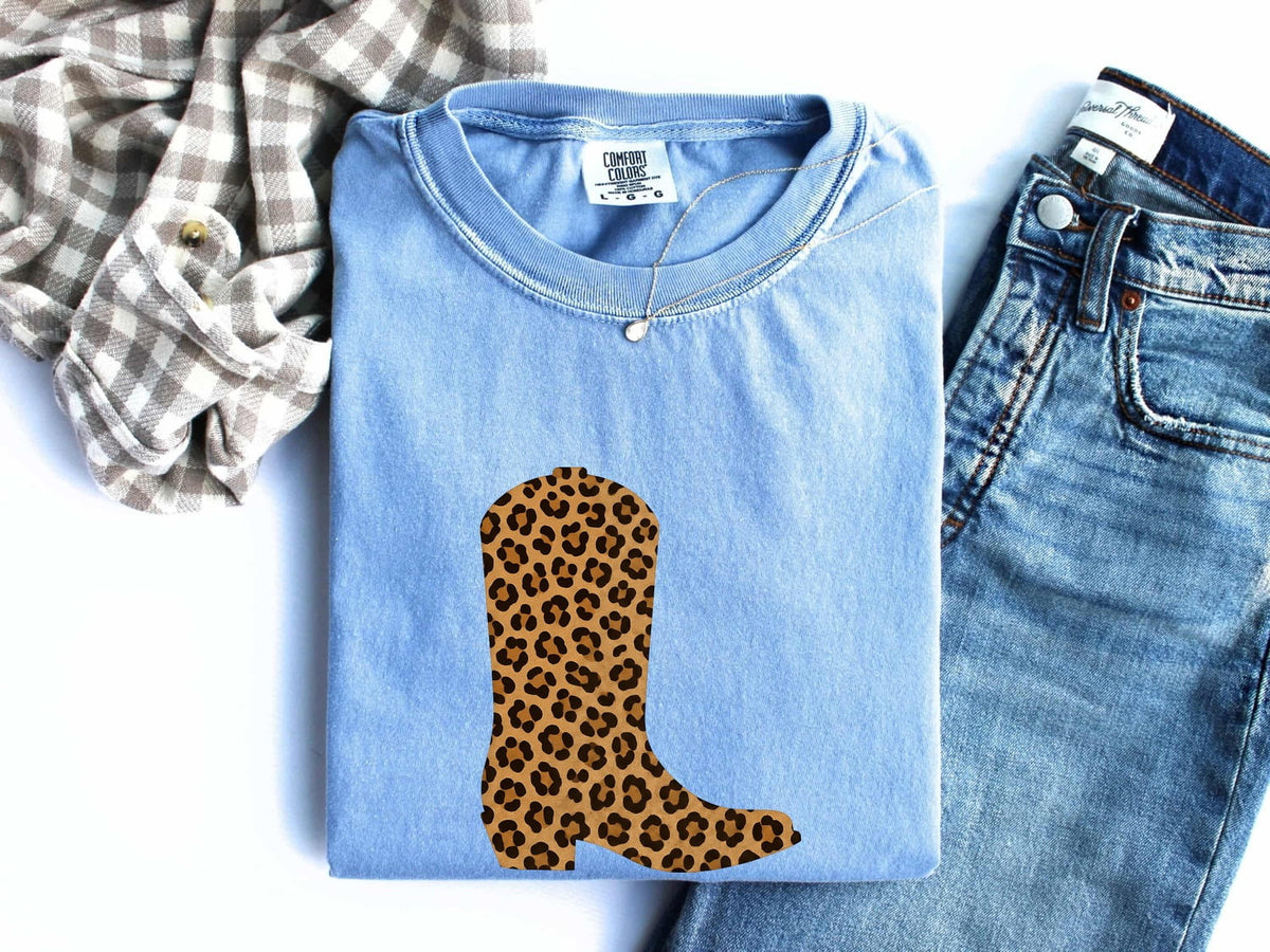Leopard Print Cowboy Boot Shirt