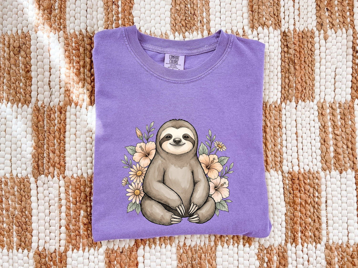 Cute Floral Sloth Shirt