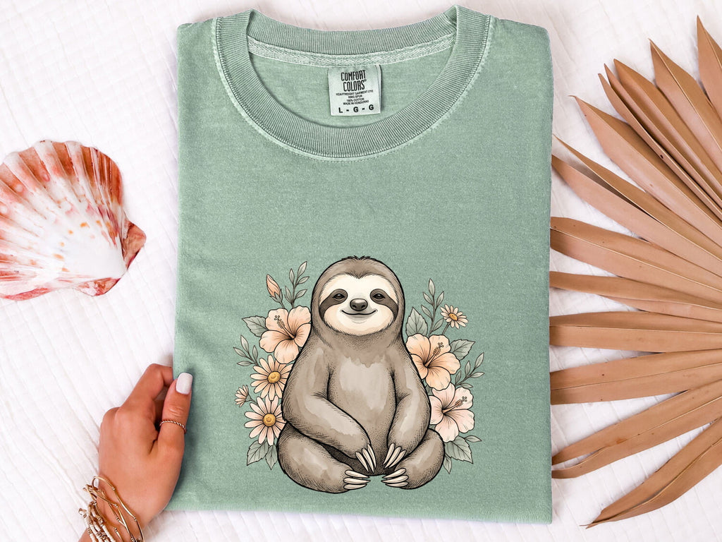 Cute Floral Sloth Shirt