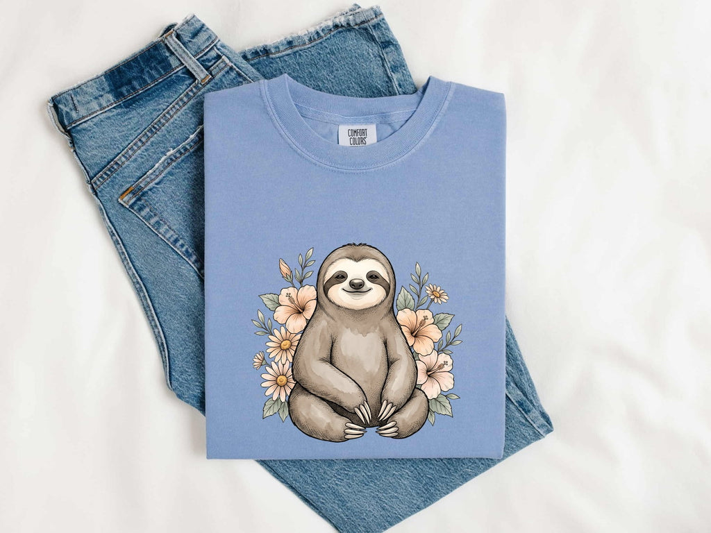 Cute Floral Sloth Shirt