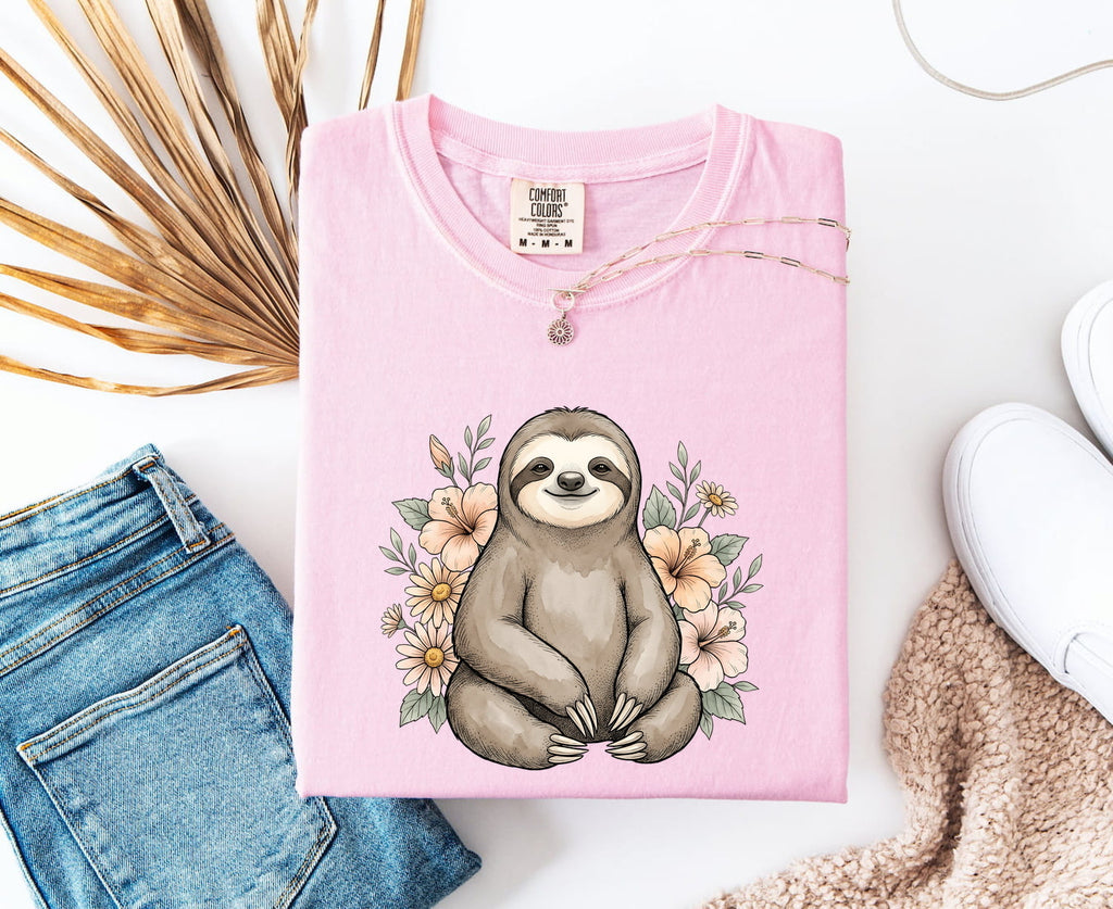 Cute Floral Sloth Shirt