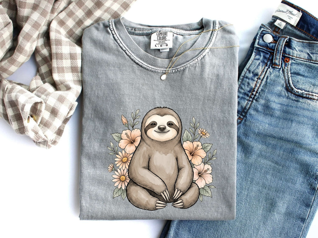 Cute Floral Sloth Shirt