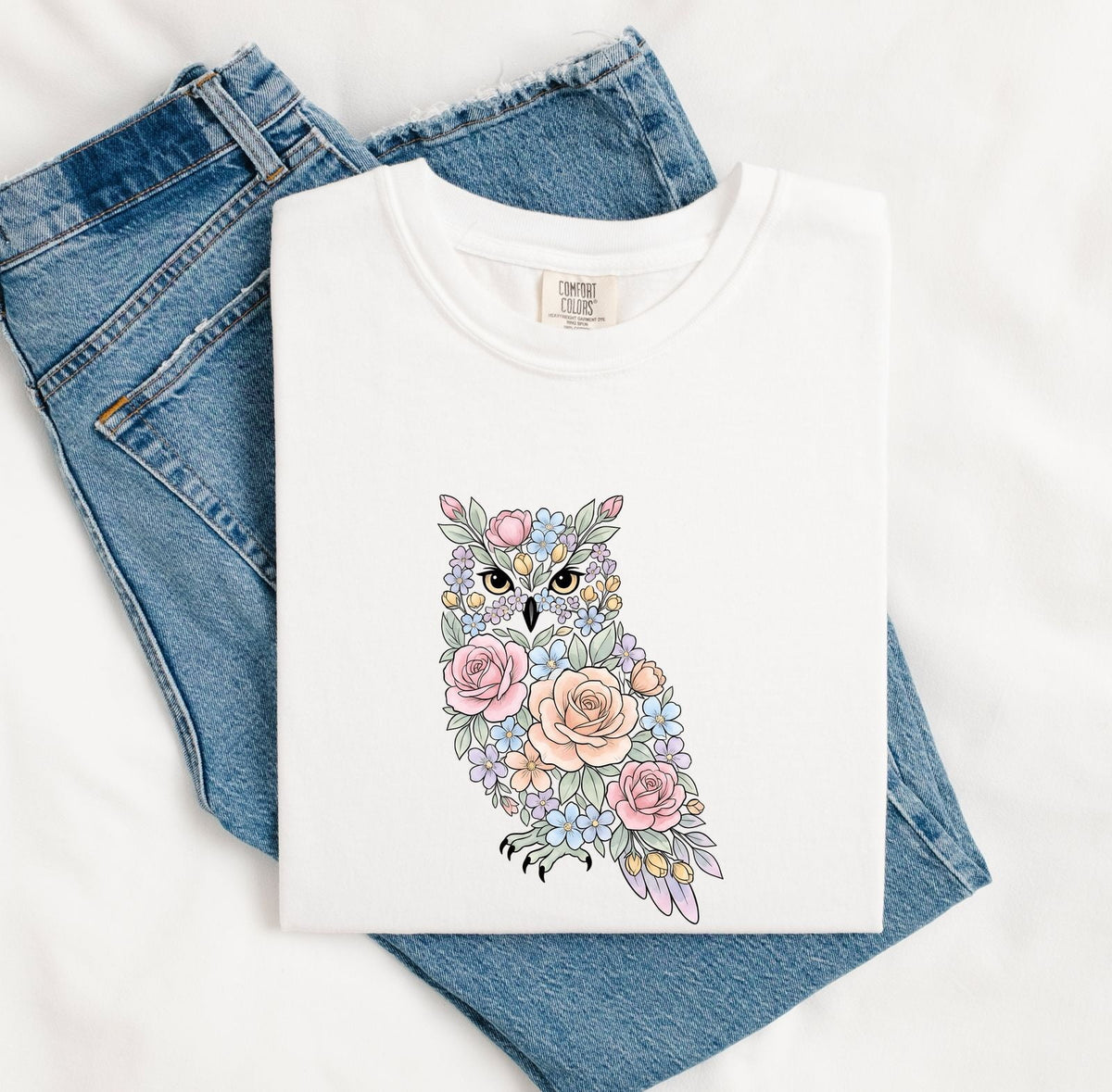 Floral Watercolor Owl Shirt