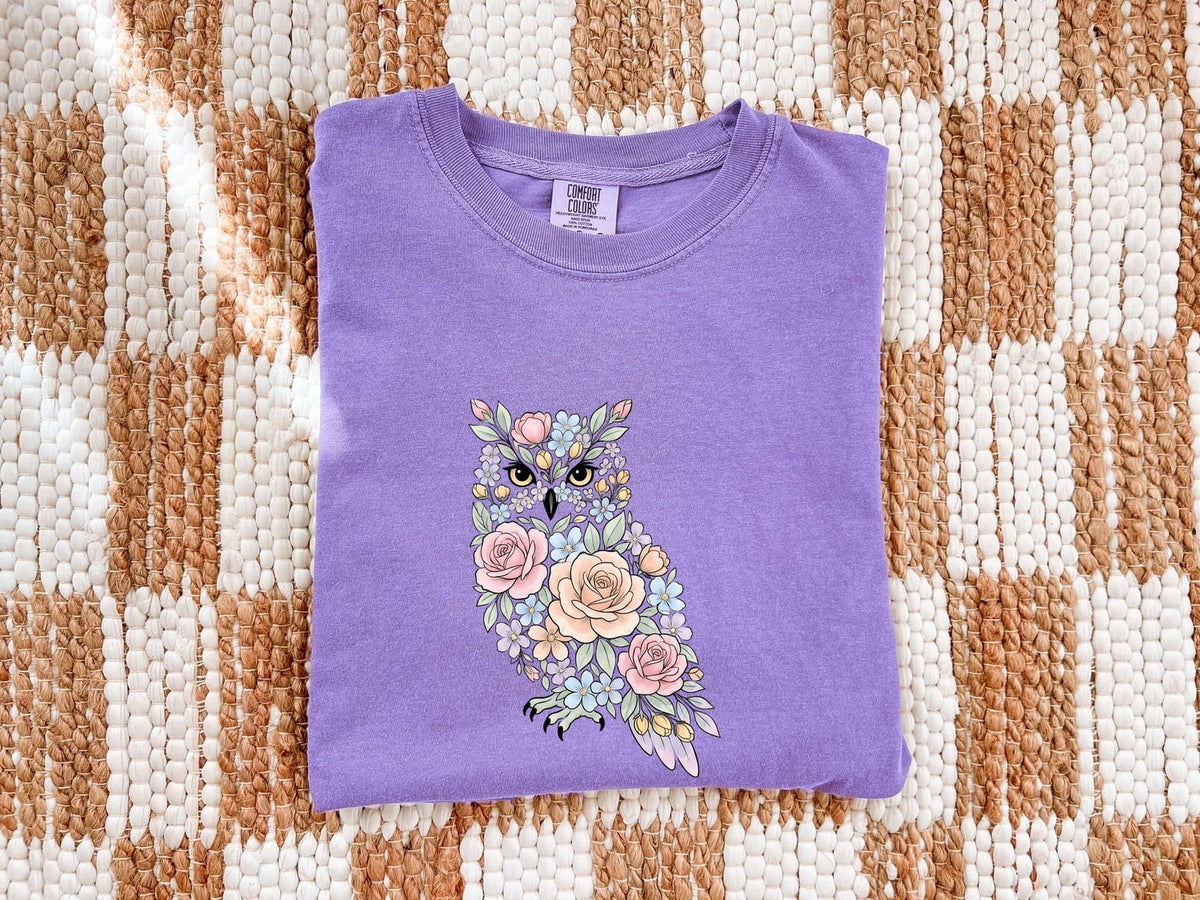 Floral Watercolor Owl Shirt