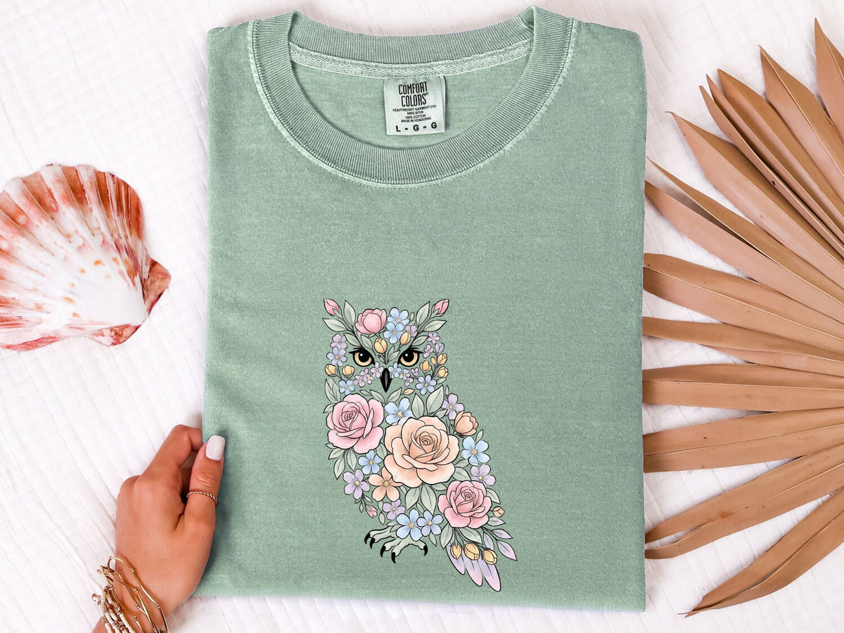 Floral Watercolor Owl Shirt