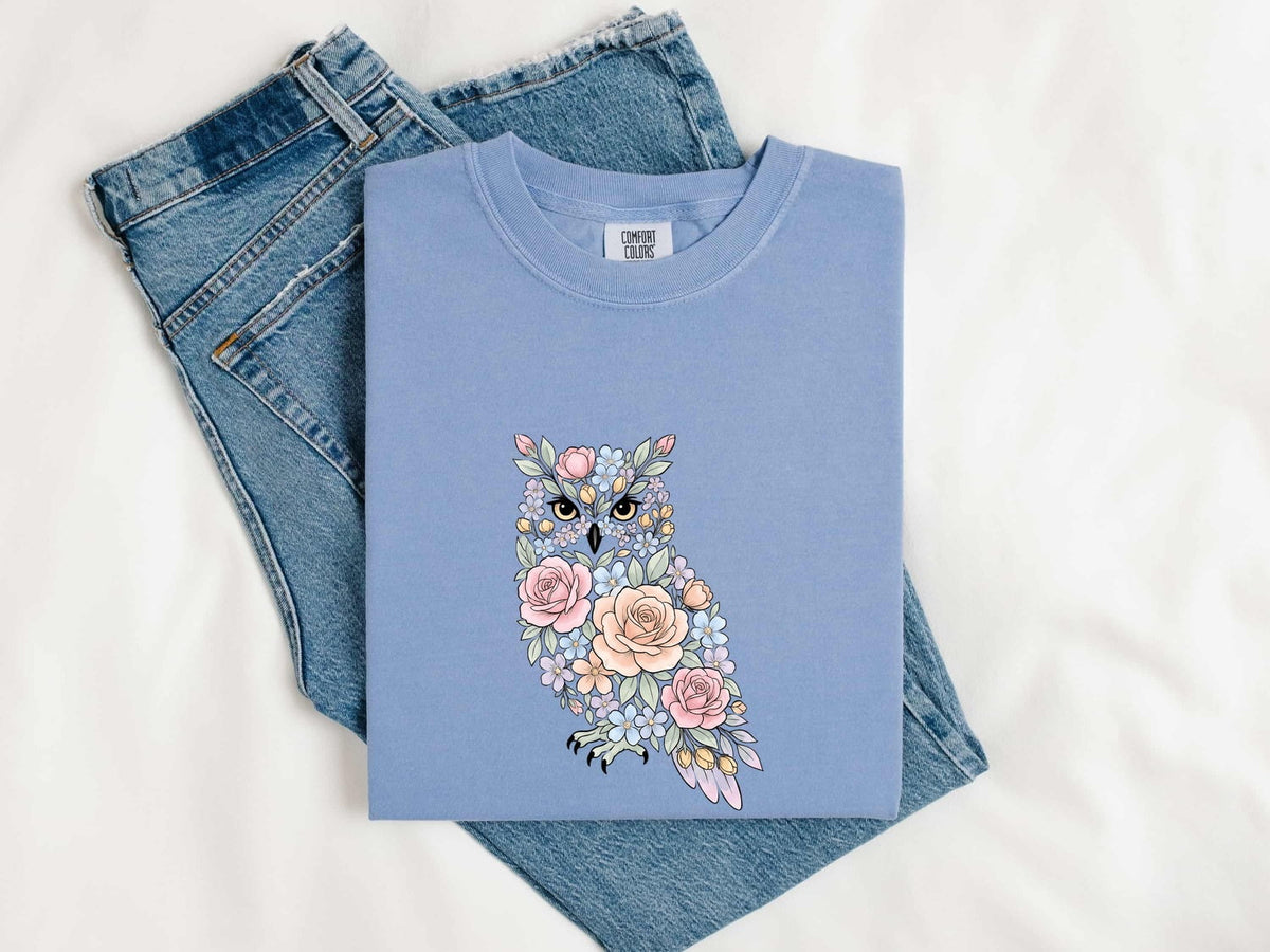 Floral Watercolor Owl Shirt