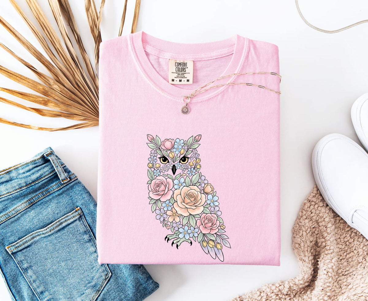 Floral Watercolor Owl Shirt