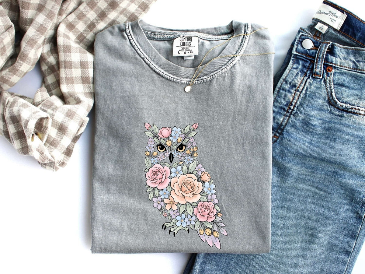 Floral Watercolor Owl Shirt