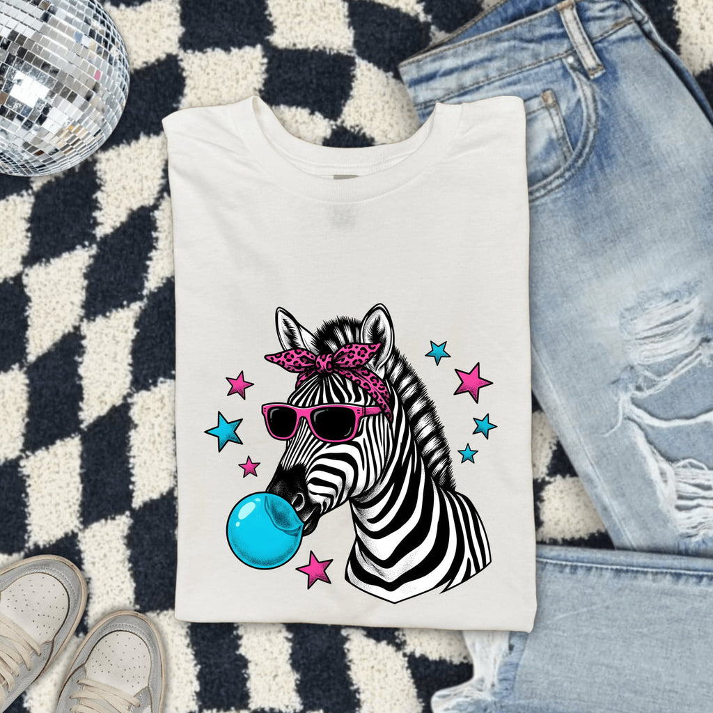 Funny Zebra Sunglasses & Bubble Gum Shirt