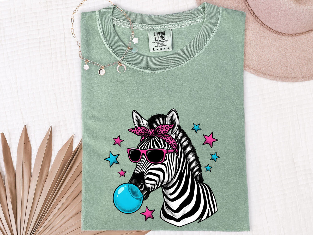 Funny Zebra Sunglasses & Bubble Gum Shirt