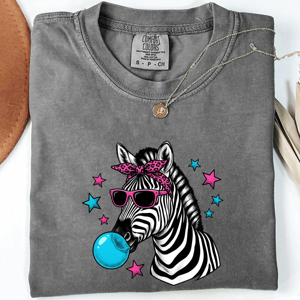 Funny Zebra Sunglasses & Bubble Gum Shirt