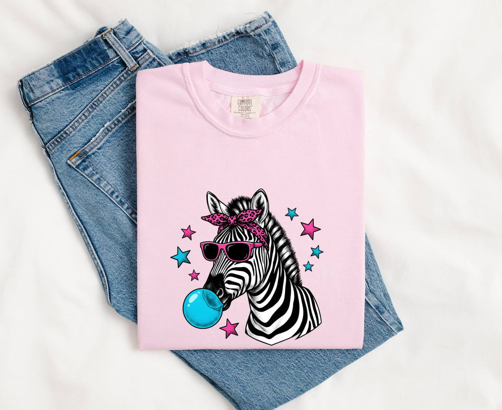 Funny Zebra Sunglasses & Bubble Gum Shirt